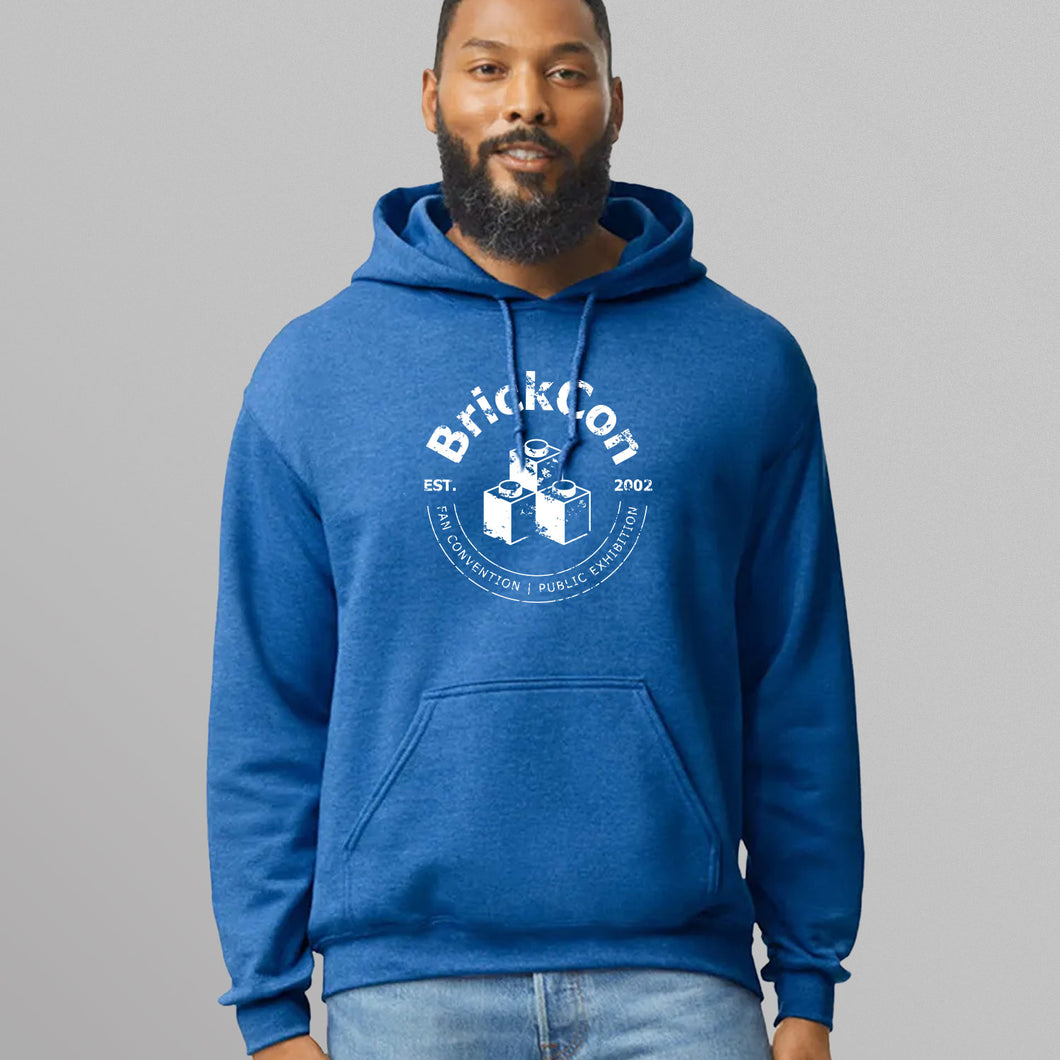 Pullover Hoodie with Passport Stamp - Heathered Blue